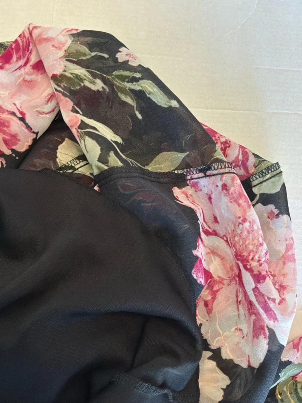 Alexa B Black black Floral Belted Maxi Dress wedding guest plus bell sleeve 16W